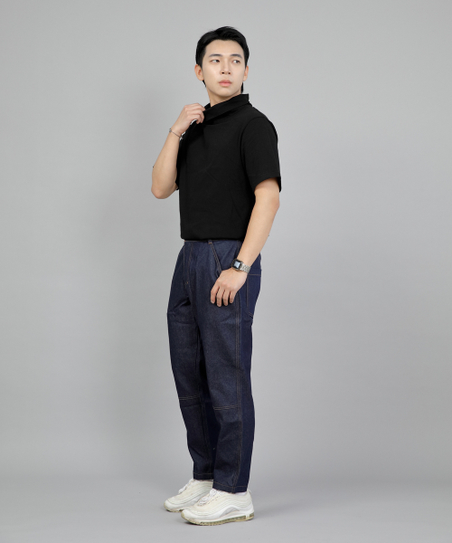 SAINTCREW(セントクルー)の「テーパードカッティングクロップハーフバンドパンツ TCH-326 インディゴデニム BRS(デニムパンツ・メンズ・その他・MEDIUM/LARGE/X-LARGE)」の4枚目の写真