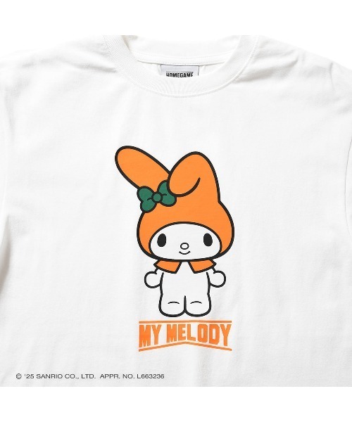 sanrio（サンリオ）の「サンリオキャラクターズ × ホームゲーム [HOMEGAME] - マイメロディー 半袖 Tシャツ [MY MELODY HG COLOR TEE WHITE  HG2501104]（Tシャツ/カットソー・レディース・ホワイト・LARGE/MEDIUM/SMALL/X-LARGE）」の2枚目の写真