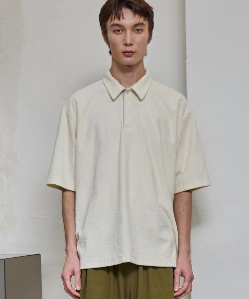 FLOWER TERRY COLLAR T-SHIRT (IVORY)