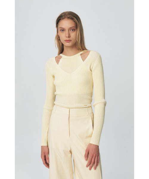 KUME(クメ)の「Halter Layering Tencel Sweater, Light Yellow(ニット/セーター・レディース・その他・MEDIUM)」の1枚目の写真