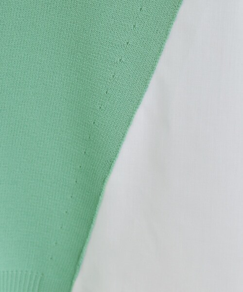 SHOO・LA・RUE（シューラルー）の「【洗濯機可/S-LL】Aラインで体型カバー。スポンディッシュ サイドフェイクトップス（ニット/セーター・レディース・ネイビー/グリーン系/アイボリー/サックスブルー・01/02/03/04）」の9枚目の写真