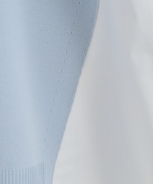 SHOO・LA・RUE（シューラルー）の「【洗濯機可/S-LL】Aラインで体型カバー。スポンディッシュ サイドフェイクトップス（ニット/セーター・レディース・ネイビー/グリーン系/アイボリー/サックスブルー・01/02/03/04）」の13枚目の写真