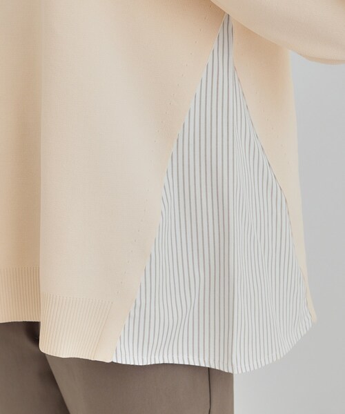 SHOO・LA・RUE（シューラルー）の「【洗濯機可/S-LL】Aラインで体型カバー。スポンディッシュ サイドフェイクトップス（ニット/セーター・レディース・ネイビー/グリーン系/アイボリー/サックスブルー・01/02/03/04）」の19枚目の写真