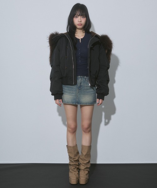 ENVYM(アンビー)の「フード ファー ボア N2B 中綿ブルゾン(ブルゾン・レディース・ブラック/カーキ・FREE)」の22枚目の写真