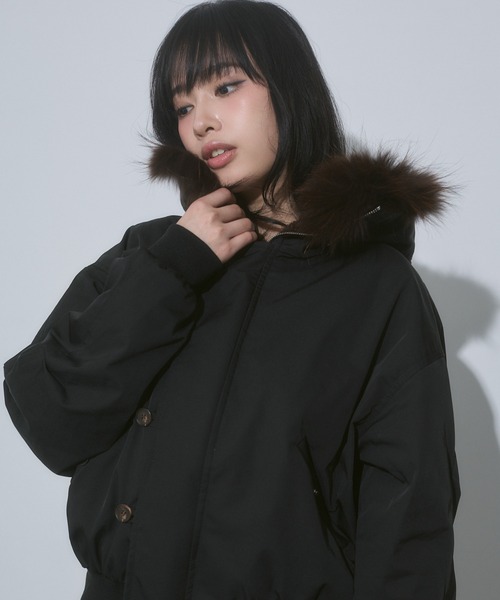 ENVYM(アンビー)の「フード ファー ボア N2B 中綿ブルゾン(ブルゾン・レディース・ブラック/カーキ・FREE)」の8枚目の写真