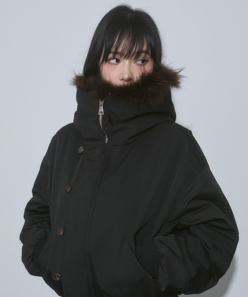 ENVYM(アンビー)の「フード ファー ボア N2B 中綿ブルゾン(ブルゾン・レディース・ブラック/カーキ・FREE)」の18枚目の写真