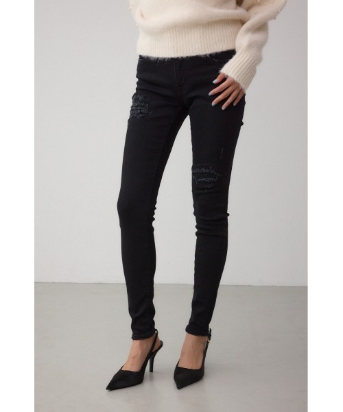 AZUL by moussy(アズールバイマウジー)の「【サイズ,身長別画像あり】AZUL DENIM リペアスキニーデニム(デニムパンツ・レディース・ブルー/ブラック/ダークブルー・LARGE/SMALL/MEDIUM/X-SMALL/X-LARGE/XX-SMALL)」の13枚目の写真
