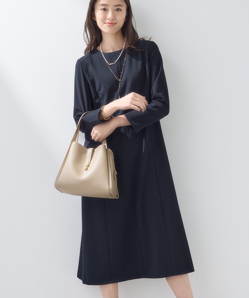 上品光沢／セレモニー／SETUP可能】スタイルUPワンピース（ワンピース