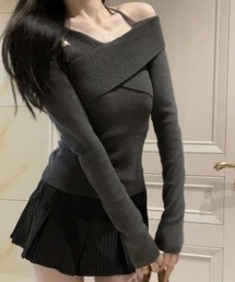 SPIGA | ｸﾛｽﾈｯｸｵﾌｼｮﾙﾆｯﾄ(Tシャツ/カットソー)