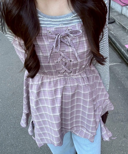 continuer de NICE CLAUP（コンティニューデナイスクラップ）の「【2026SS】レースUPキャミチュニック（シャツ/ブラウス・レディース・ピンク系その他/ブラック/オフホワイト/ブルー系その他/ホワイト系その他・FREE）」の5枚目の写真