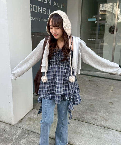 continuer de NICE CLAUP（コンティニューデナイスクラップ）の「【2026SS】レースUPキャミチュニック（シャツ/ブラウス・レディース・ピンク系その他/ブラック/オフホワイト/ブルー系その他/ホワイト系その他・FREE）」の10枚目の写真