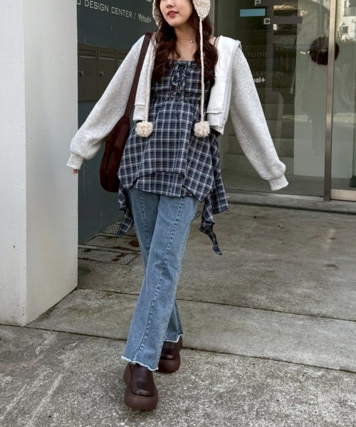 continuer de NICE CLAUP（コンティニューデナイスクラップ）の「【2026SS】レースUPキャミチュニック（シャツ/ブラウス・レディース・ピンク系その他/ブラック/オフホワイト/ブルー系その他/ホワイト系その他・FREE）」の8枚目の写真