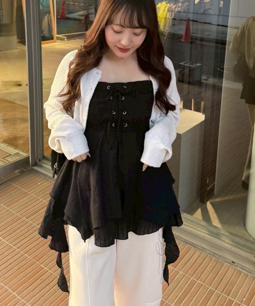 continuer de NICE CLAUP（コンティニューデナイスクラップ）の「【2026SS】レースUPキャミチュニック（シャツ/ブラウス・レディース・ピンク系その他/ブラック/オフホワイト/ブルー系その他/ホワイト系その他・FREE）」の18枚目の写真