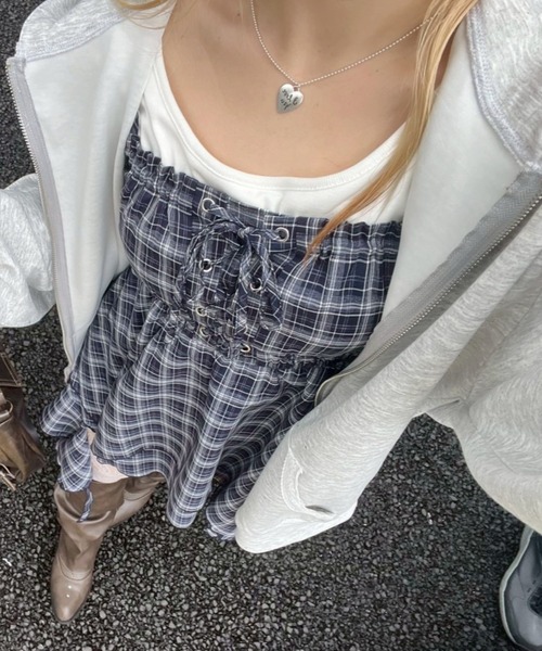 continuer de NICE CLAUP（コンティニューデナイスクラップ）の「【2026SS】レースUPキャミチュニック（シャツ/ブラウス・レディース・ピンク系その他/ブラック/オフホワイト/ブルー系その他/ホワイト系その他・FREE）」の20枚目の写真