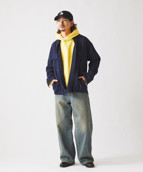 JOURNAL STANDARD relume(ジャーナルスタンダード レリューム)の「ドビーストライプ CPO シャツブルゾン(シャツ/ブラウス・メンズ・ネイビー/サックスブルー/アイボリー・MEDIUM/LARGE)」の5枚目の写真