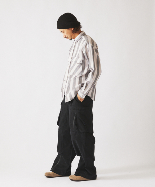 JOURNAL STANDARD relume(ジャーナルスタンダード レリューム)の「ドビーストライプ CPO シャツブルゾン(シャツ/ブラウス・メンズ・ネイビー/サックスブルー/アイボリー・MEDIUM/LARGE)」の7枚目の写真