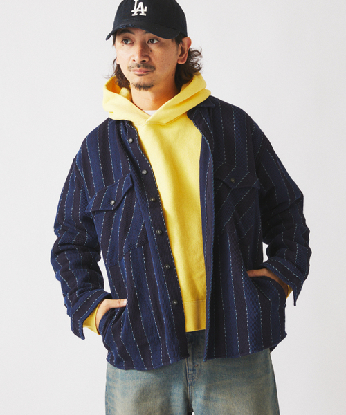 JOURNAL STANDARD relume(ジャーナルスタンダード レリューム)の「ドビーストライプ CPO シャツブルゾン(シャツ/ブラウス・メンズ・ネイビー/サックスブルー/アイボリー・MEDIUM/LARGE)」の14枚目の写真