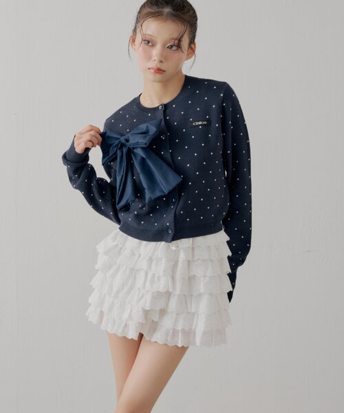 Chico(チコ)の「レースフリルティアードスカート(スカート・レディース・ブラック/アイボリー/ライトベージュ・FREE)」の4枚目の写真