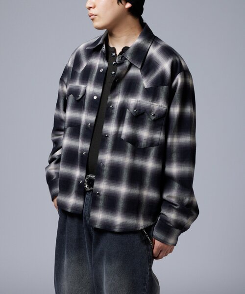 WHO'S WHO gallery(フーズフーギャラリー)の「【Sourcream】ウエスタンオンブレチェックシャツ(シャツ/ブラウス・レディース・ブラック/ネイビー/ブラウン・MEDIUM/LARGE)」の14枚目の写真