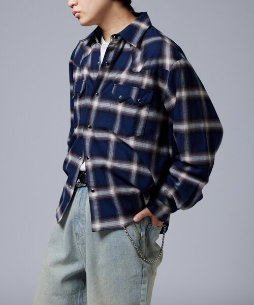 WHO'S WHO gallery（フーズフーギャラリー）の「【Sourcream】ウエスタンオンブレチェックシャツ（シャツ/ブラウス・レディース・ブラック/ネイビー/ブラウン・MEDIUM/LARGE）」の11枚目の写真