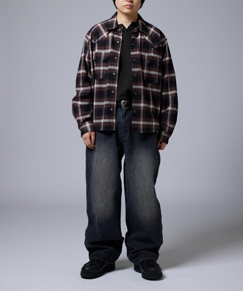 WHO'S WHO gallery（フーズフーギャラリー）の「【Sourcream】ウエスタンオンブレチェックシャツ（シャツ/ブラウス・レディース・ブラック/ネイビー/ブラウン・MEDIUM/LARGE）」の15枚目の写真