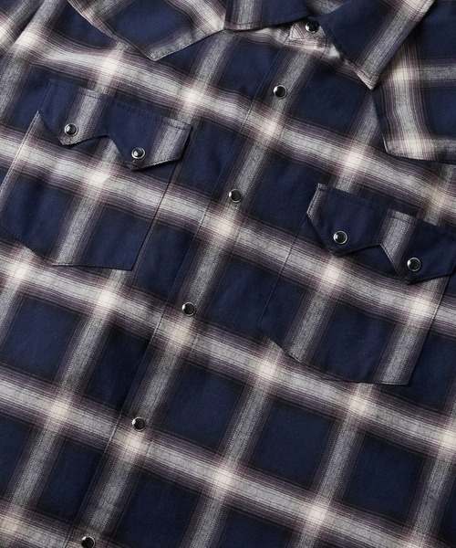 WHO'S WHO gallery（フーズフーギャラリー）の「【Sourcream】ウエスタンオンブレチェックシャツ（シャツ/ブラウス・レディース・ブラック/ネイビー/ブラウン・MEDIUM/LARGE）」の4枚目の写真