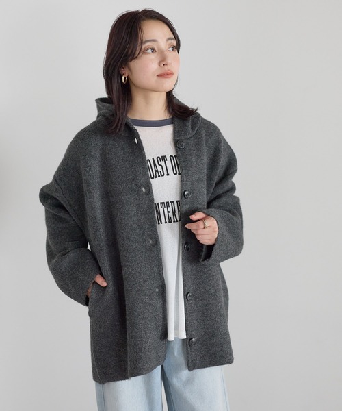 HEART MARKET(ハートマーケット)の「ニットフードアウター(その他アウター・レディース・ベージュ/ブラウン/チャコールグレー・FREE)」の2枚目の写真