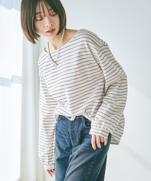 PAGEBOY（ページボーイ）の「ルーズネックロンＴ（Tシャツ/カットソー・レディース・ブルー系その他/ブラック/グレー/ホワイト系その他・FREE）」の8枚目の写真