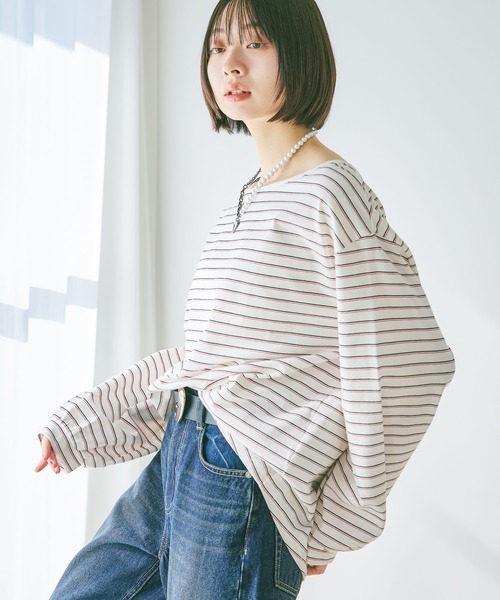 PAGEBOY（ページボーイ）の「ルーズネックロンＴ（Tシャツ/カットソー・レディース・ブルー系その他/ブラック/グレー/ホワイト系その他・FREE）」の10枚目の写真