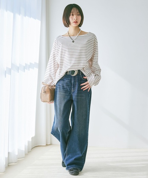 PAGEBOY（ページボーイ）の「ルーズネックロンＴ（Tシャツ/カットソー・レディース・ブルー系その他/ブラック/グレー/ホワイト系その他・FREE）」の5枚目の写真