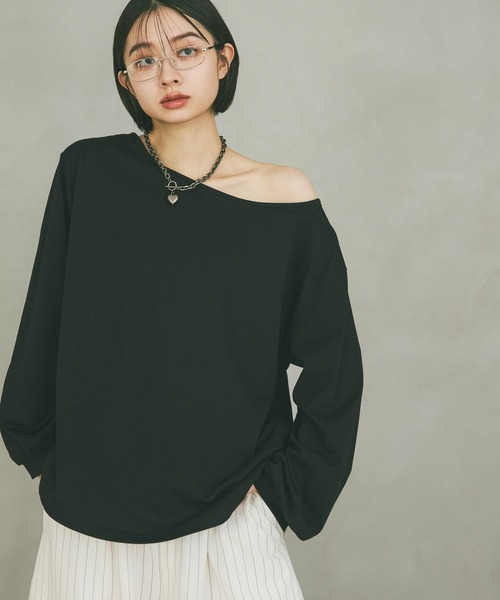 PAGEBOY（ページボーイ）の「ルーズネックロンＴ（Tシャツ/カットソー・レディース・ブルー系その他/ブラック/グレー/ホワイト系その他・FREE）」の16枚目の写真