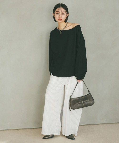 PAGEBOY（ページボーイ）の「ルーズネックロンＴ（Tシャツ/カットソー・レディース・ブルー系その他/ブラック/グレー/ホワイト系その他・FREE）」の12枚目の写真