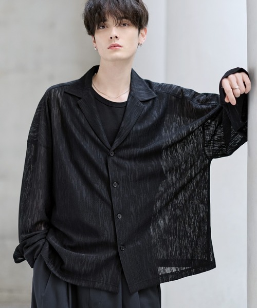 ASTRONOMY（アストロノミー）の「シアージャガードテーラードシャツ（シャツ/ブラウス・メンズ・ベージュ/ブラック・S/M/L/XL）」の5枚目の写真