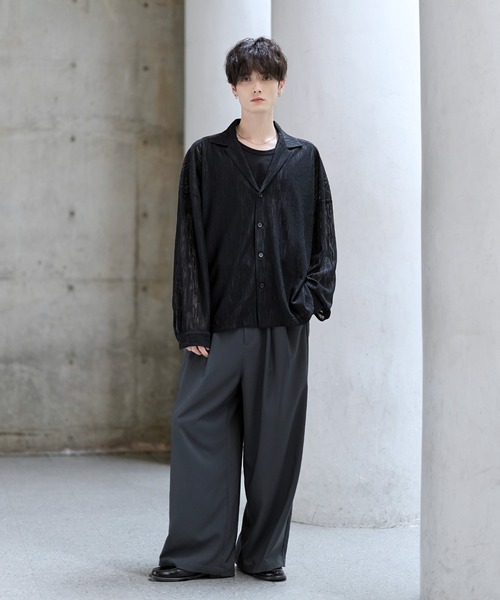 ASTRONOMY（アストロノミー）の「シアージャガードテーラードシャツ（シャツ/ブラウス・メンズ・ベージュ/ブラック・S/M/L/XL）」の7枚目の写真