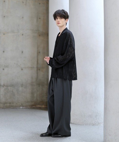 ASTRONOMY（アストロノミー）の「シアージャガードテーラードシャツ（シャツ/ブラウス・メンズ・ベージュ/ブラック・S/M/L/XL）」の8枚目の写真