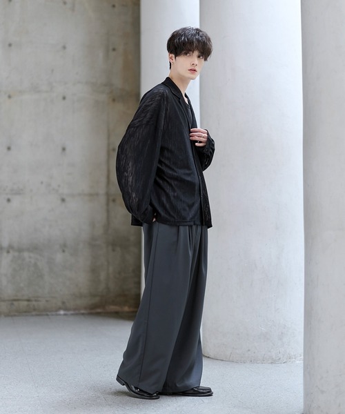 ASTRONOMY（アストロノミー）の「シアージャガードテーラードシャツ（シャツ/ブラウス・メンズ・ベージュ/ブラック・S/M/L/XL）」の9枚目の写真