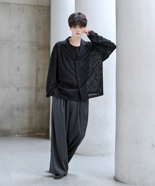 ASTRONOMY（アストロノミー）の「シアージャガードテーラードシャツ（シャツ/ブラウス・メンズ・ベージュ/ブラック・S/M/L/XL）」の10枚目の写真