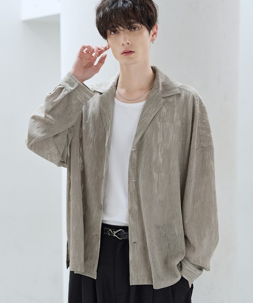 ASTRONOMY（アストロノミー）の「シアージャガードテーラードシャツ（シャツ/ブラウス・メンズ・ベージュ/ブラック・S/M/L/XL）」の15枚目の写真