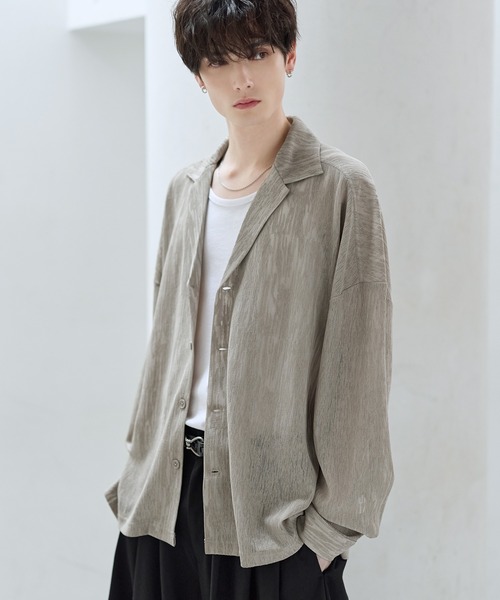 ASTRONOMY（アストロノミー）の「シアージャガードテーラードシャツ（シャツ/ブラウス・メンズ・ベージュ/ブラック・S/M/L/XL）」の12枚目の写真