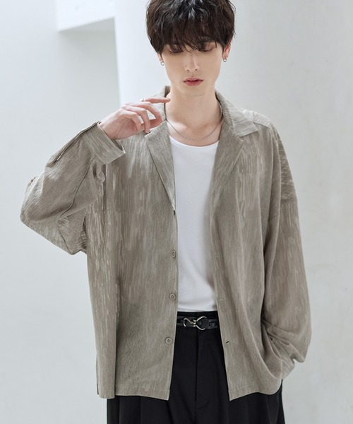 ASTRONOMY（アストロノミー）の「シアージャガードテーラードシャツ（シャツ/ブラウス・メンズ・ベージュ/ブラック・S/M/L/XL）」の14枚目の写真