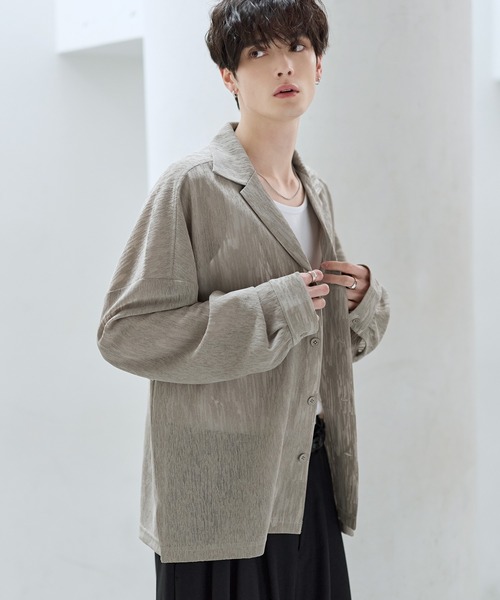 ASTRONOMY（アストロノミー）の「シアージャガードテーラードシャツ（シャツ/ブラウス・メンズ・ベージュ/ブラック・S/M/L/XL）」の16枚目の写真