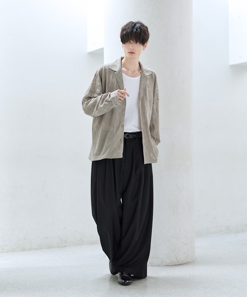 ASTRONOMY（アストロノミー）の「シアージャガードテーラードシャツ（シャツ/ブラウス・メンズ・ベージュ/ブラック・S/M/L/XL）」の20枚目の写真