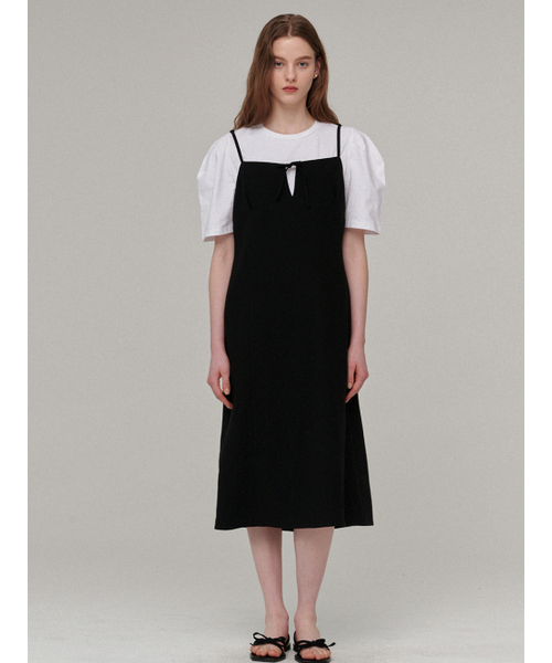 BEMUSE MANSION(ビミューズマンション)の「Ribbon layered dress - Black(ワンピース・レディース・ブラック・FREE)」の2枚目の写真