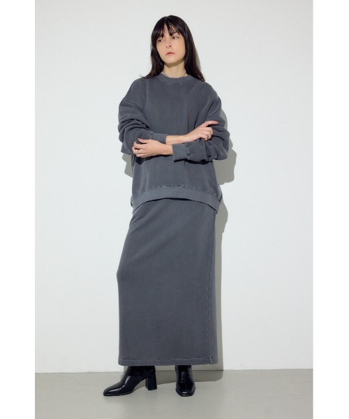 AZUL by moussy（アズールバイマウジー）の「ピグメント起毛裏毛Iラインスカート（スカート・レディース・ベージュ/ライトブラック・MEDIUM/SMALL）」の10枚目の写真