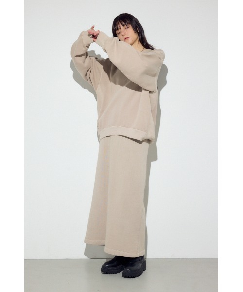 AZUL by moussy（アズールバイマウジー）の「ピグメント起毛裏毛Iラインスカート（スカート・レディース・ベージュ/ライトブラック・MEDIUM/SMALL）」の22枚目の写真