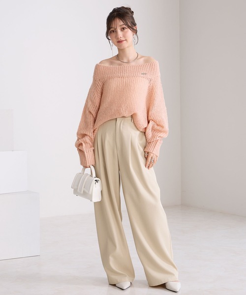 Elishe(エリシェ)の「ツータックワイドパンツ(スラックス・レディース・ベージュ系/アイボリー/チャコールグレー・0/1)」の4枚目の写真