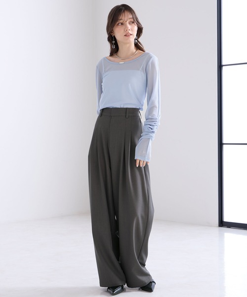 Elishe(エリシェ)の「ツータックワイドパンツ(スラックス・レディース・ベージュ系/アイボリー/チャコールグレー・0/1)」の10枚目の写真