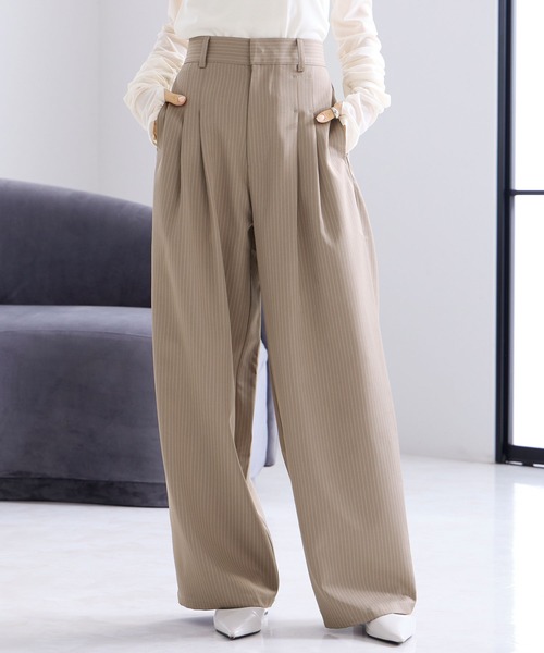 Elishe(エリシェ)の「ツータックワイドパンツ(スラックス・レディース・ベージュ系/アイボリー/チャコールグレー・0/1)」の13枚目の写真