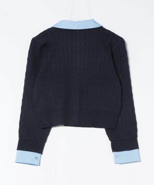 SWINGLE（スウィングル）の「レイヤードケーブルニットカーディガン（カーディガン/ボレロ・レディース・カーキ/グレー/オフホワイト/ネイビー・FREE）」の5枚目の写真