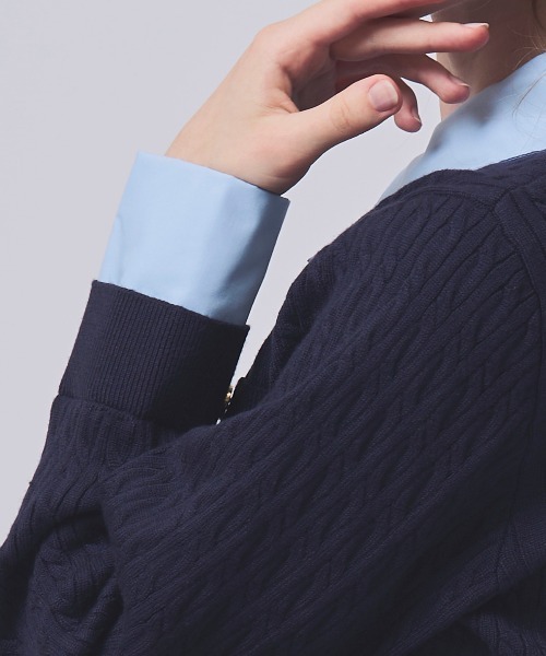 SWINGLE（スウィングル）の「レイヤードケーブルニットカーディガン（カーディガン/ボレロ・レディース・カーキ/グレー/オフホワイト/ネイビー・FREE）」の16枚目の写真